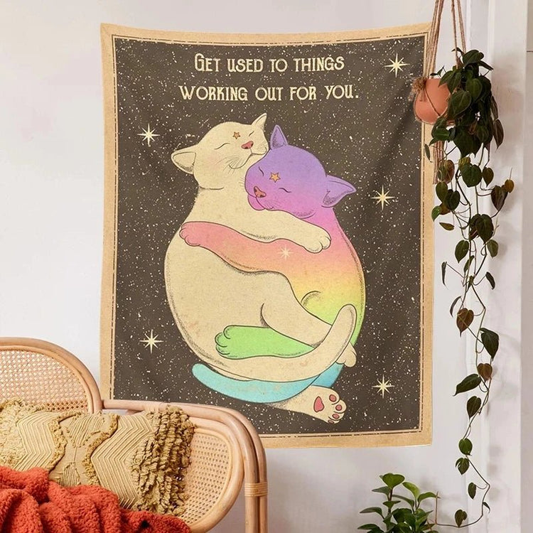 Sun Moon Super Cute Cat Wall Tapestry - My Own Cosmos