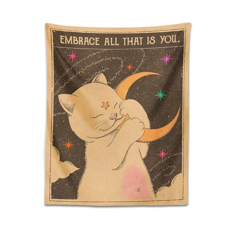 Sun Moon Super Cute Cat Wall Tapestry - My Own Cosmos