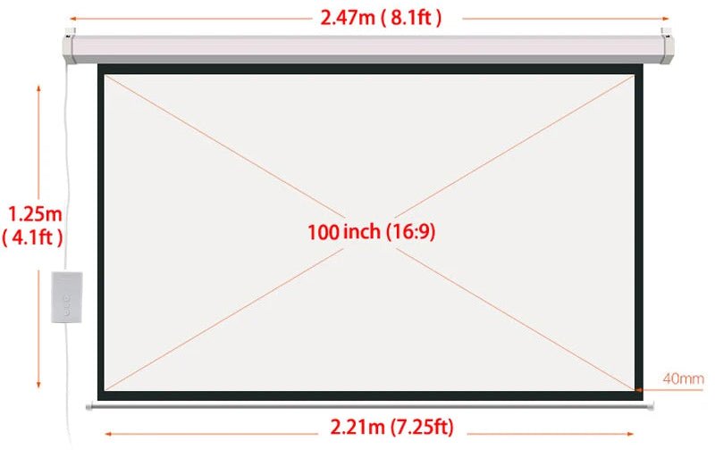 100" Electric Projection Screen with Remote - My Own Cosmos