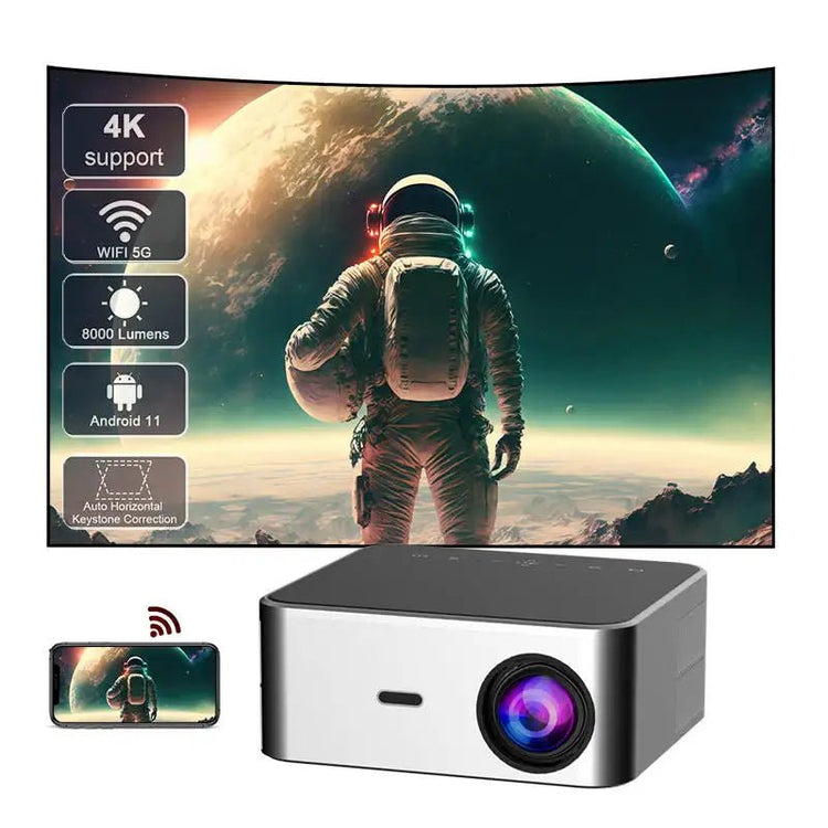 4K Ultra HD Smart Home Theater Projector 21000L, Auto Keystone, 5G WiFi, Android OS - My Own Cosmos