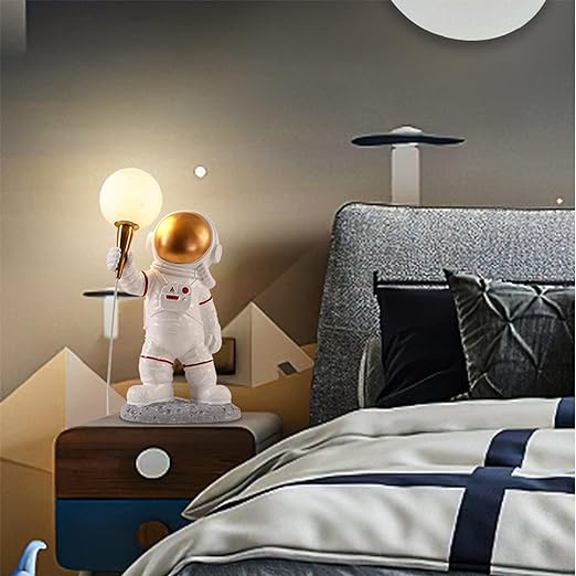 Astronaut Figure Holding the Moon Desk Lamp - My Own Cosmos