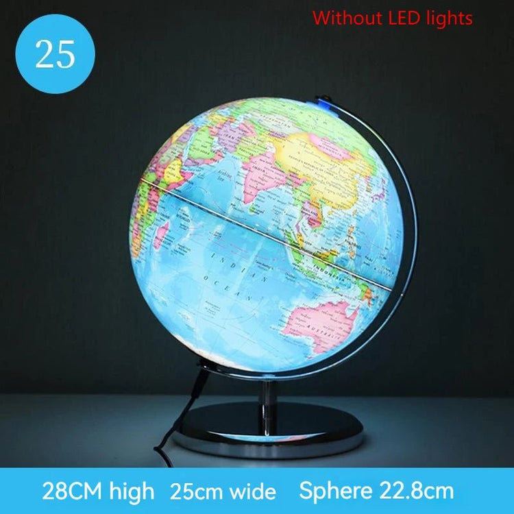 Illuminated 25cm World Globe with LED Light - My Own Cosmos