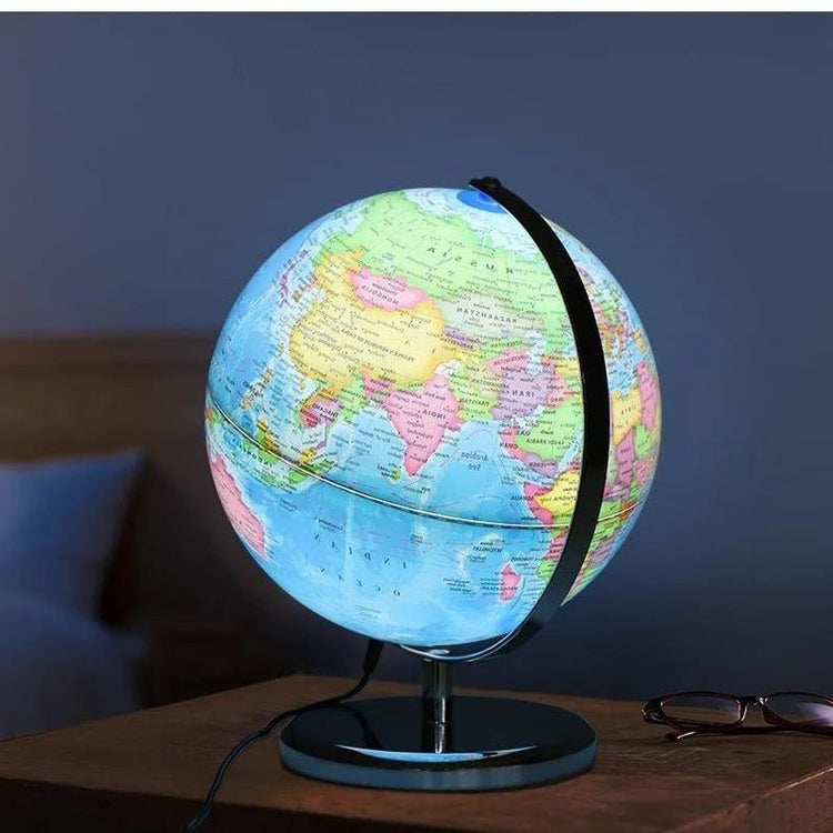 Illuminated 25cm World Globe with LED Light - My Own Cosmos