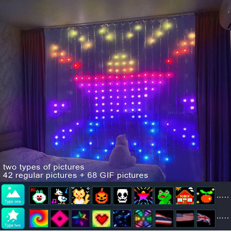 Smart RGB Curtain Lights with Bluetooth & Music Sync - My Own Cosmos