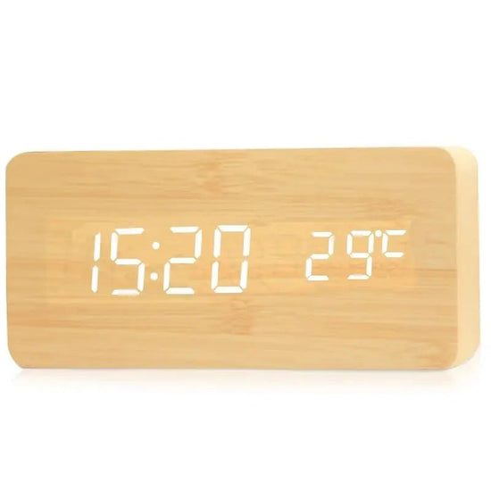 Wooden Digital Alarm Clock with Temperature Display - My Own Cosmos
