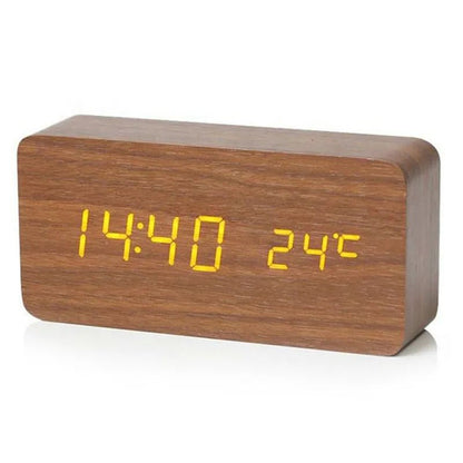 Wooden Digital Alarm Clock with Temperature Display - My Own Cosmos